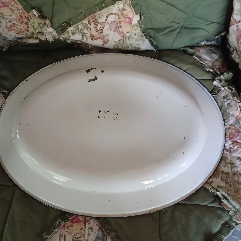 Vintage large enamel turkey tray, serving tray fall decorations